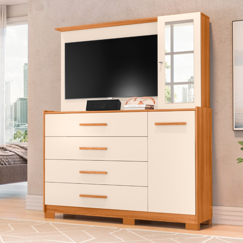 Comoda Ilhabela com Painel Para TV Até 43'' e Espelho