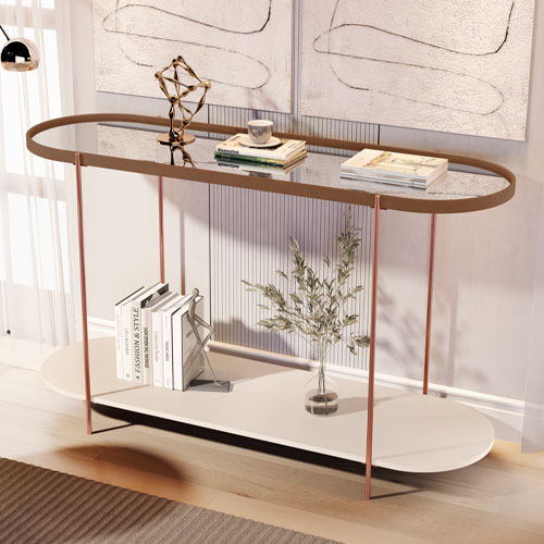 Aparador Alamanda Castanho/Offwhite Pé Bronze
