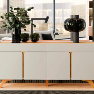 Aparador Buffet Arcus 4 Portas OffWhite/Naturalle