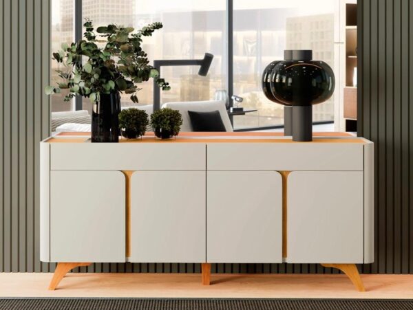 Aparador Buffet Arcus 4 Portas OffWhite/Naturalle