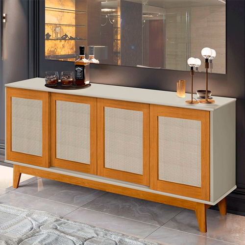 Aparador Buffet Detroit 4 Portas OffWhite/Nature