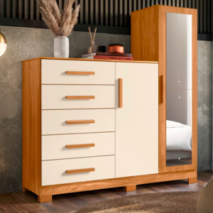 Comoda New Master 5 Portas 1 Gaveta C/ Espelho