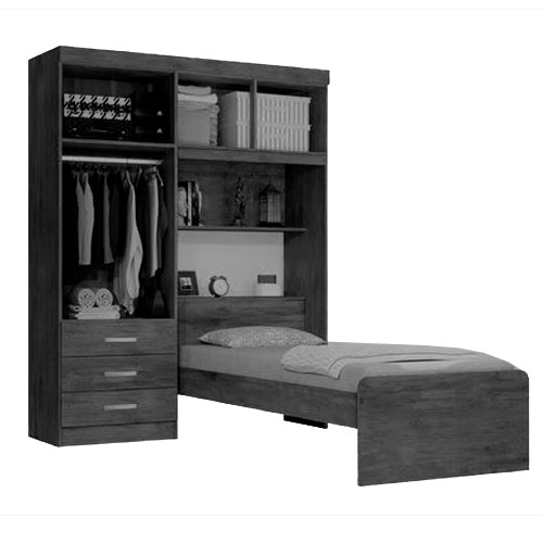 Guarda Roupa Cancun c/ Cama de Solteiro 4 Portas - Image 3