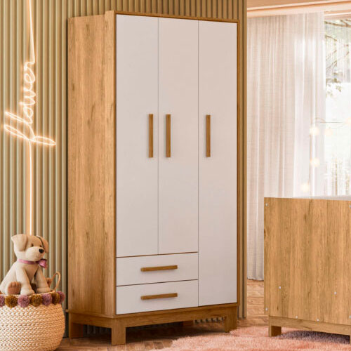 Guarda Roupa Q Encanto Slim 3 Portas 2 Gavetas