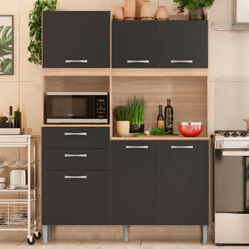 Kit Cozinha Harmonia 1.33m 6 Portas 2 Gavetas