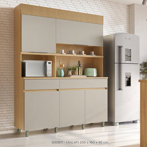 Kit Cozinha Realeza 1,60m 5 Portas 2 Gavetas