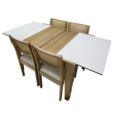 Mesa Estelita Imbuia com Vidro Extensível 1,10m Fechada e 1,60m Aberta - Image 2