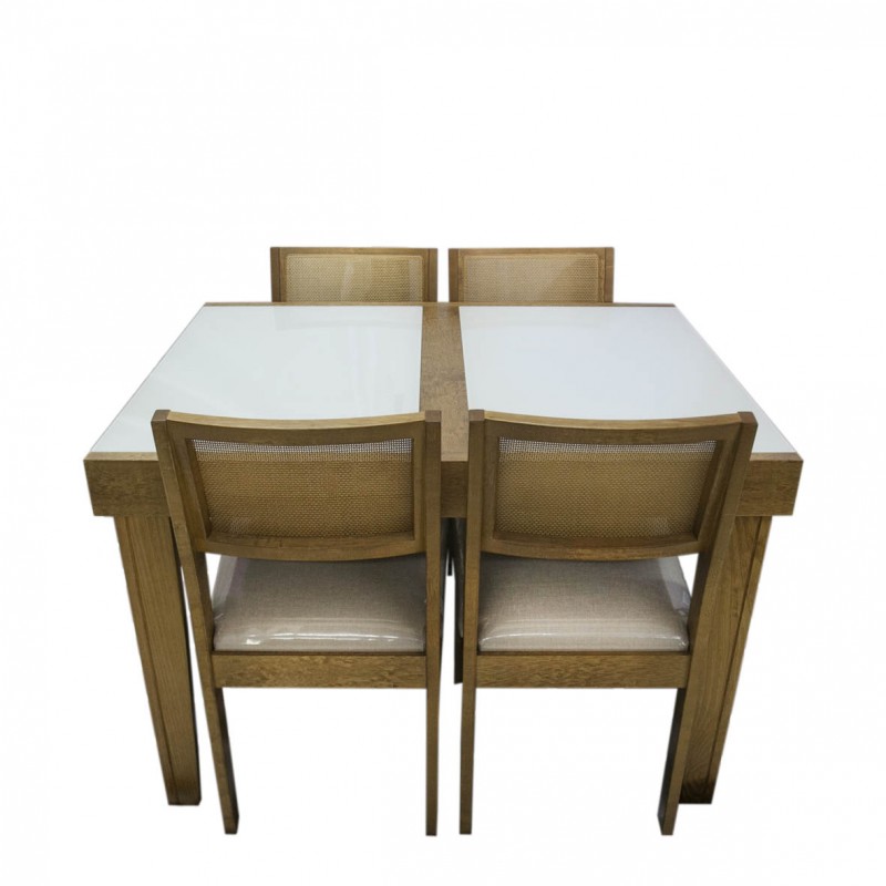 Mesa Estelita Imbuia com Vidro Extensível 1,10m Fechada e 1,60m Aberta