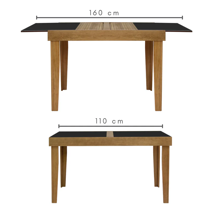 Mesa Estelita Imbuia Preta com Vidro Extensível 1,10m Fechada e 1,60m Aberta - Image 2