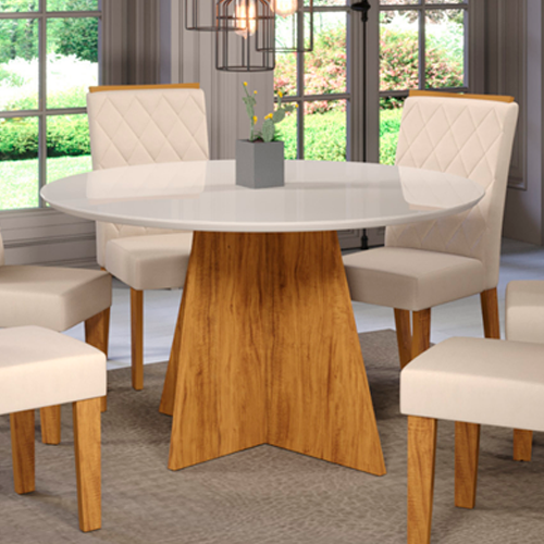 Mesa nika Redonda 135x135cm Mel/OffWhite