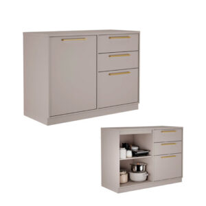 Modulo Essence Itatiaia Balcão Fendi 100% MDF 1 Porta 3 Gavetas