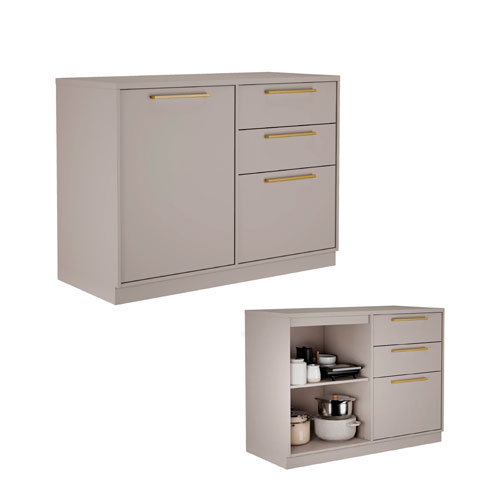 Modulo Essence Itatiaia Balcão Fendi 100% MDF 1 Porta 3 Gavetas